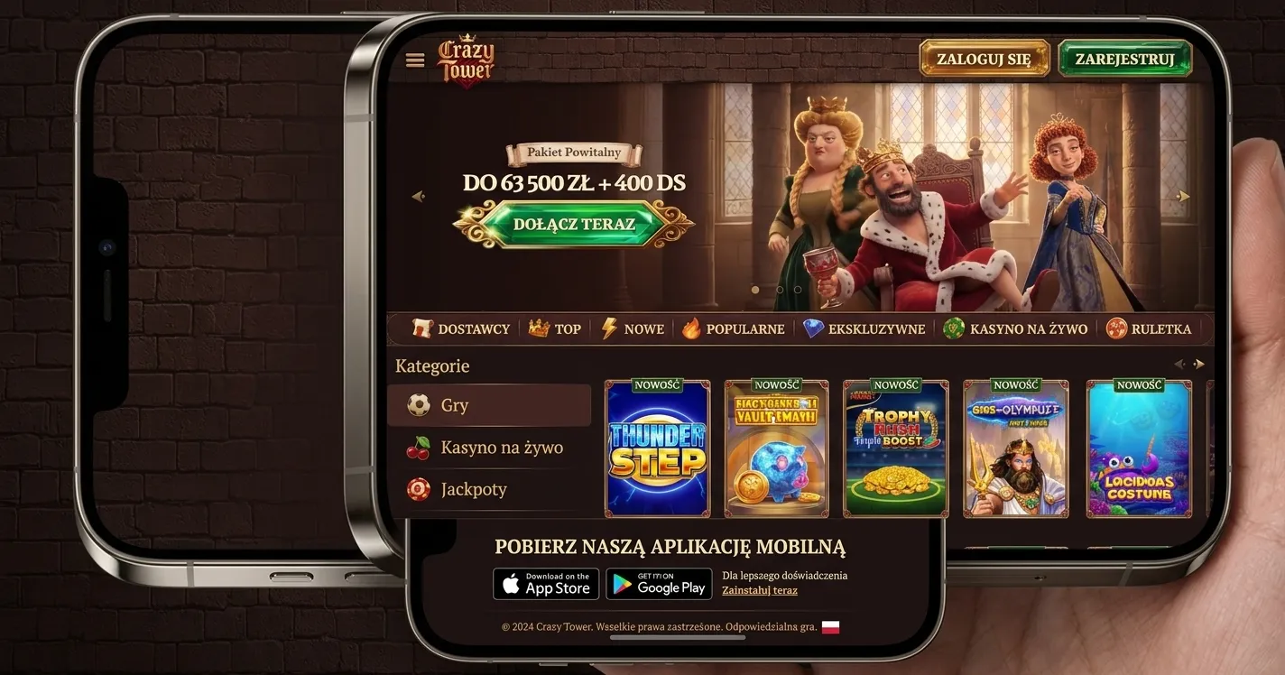 Widok mobilny strony CrazyTower